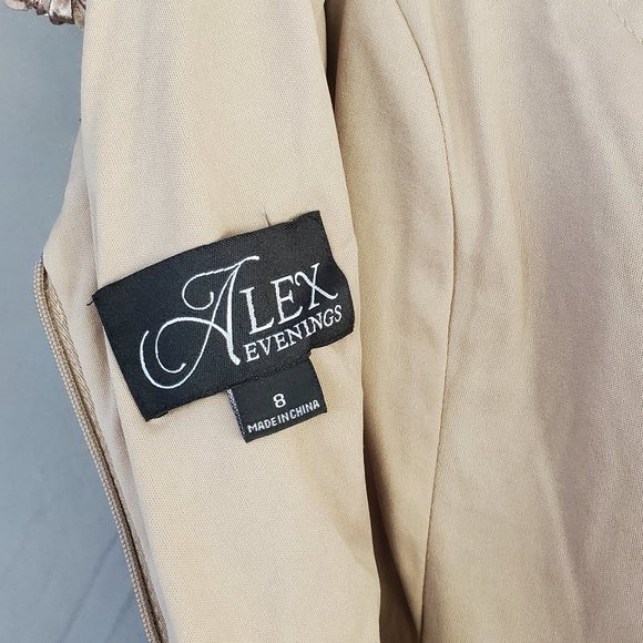 Alex Evenings Champagne Sequin Rose Gown - Picture 6 of 11